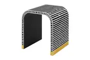 Dustox Mother of Pearl Inlay Side Table - Black with Mixed Ivory