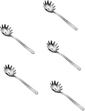 Amosfun 5pcs Mesh Sifter Pasta Fork Spoon Kitchen Noodle Spoon Spaghetti Serving 304 Steel Pasta Server Ramen Server