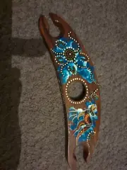 Australian Wooden Indigenous Hand Painted Wine Bottle Holder