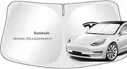 Car Windshield Sun Shade for Tesla Model 3/ Y/S/X, 240T Blocks UV Rays Sun Visor Protector, Folding Front Window Sunshade Visor for Tesla Model 3/ Y/S/X 2016-2023 Accessories