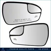 Door Mirror Glass W/Plate LH&RH Side Heated Blind Spot For 13-17 Ford Fusion