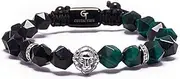 [GT collection] Lion King Beaded Bracelets for Men - Natural Stone Bracelets - Mens Bracelet with Stainless Steel Lion Head, Adjustable Cord, & Powerful Gemstones