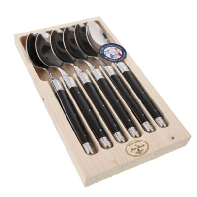 Jean Dubost Laguiole Maison Black 6 piece Table Spoon Set 1.5mm