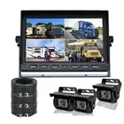 10.1" Quad Monitor Flip Image 3x 4 PIN Heavy Duty Reversing Camera 12-36V Truck