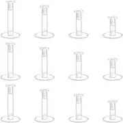 [Zeaicos] 12 Pcs Clear Lip Bars, 4 styles of Acrylic Studs Flat Top Retainers Labret Tragus Helix Cartilage Earrings Piercing Jewellery, 1.2 mm, Acrylic, No Gemstone