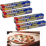 4 Rolls Wax Paper NonStick Baking Pan Liner Oven Cooking Pizza 12" X 50Ft