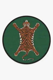 245' Round | Machine Washable Runner Rug | Kid & Pet Friendly | Indoor Rug | Jonathan Adler Tiger Emerald Rug | Ruggable