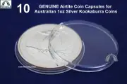 10 GENUINE Airtite Coin Capsules for Australian 1oz Silver Kookaburra - H 40.6mm