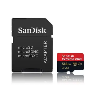 SANDISK 512G Extreme PRO A2 V30 microSDXC U3 UHS-I 速度高達200MB