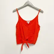 NEW Topshop Orange Tie Front Camisole Crop Top Size 8