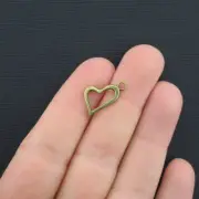 BULK 50 Heart Charms Antique Bronze Tone - BC218