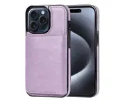 IPhone 15 Pro Max Wallet Case With Card Holder,Pu Leather RFID Blocking Shockproof Phone Case-Purple