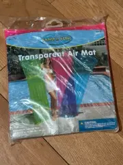 NEW Sand N Sun Transparent Air Mat Floats Adult 6’ X 27” Pink Pool Inflatable