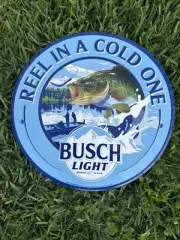 Busch Light BASS 18” BEER Sign Tin Metal Tacker 2025 Fishing Hunting Outdoors