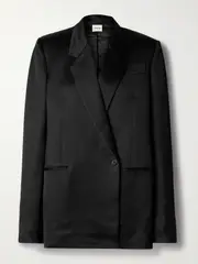 [KHAITE] KHAITE - Willow Double-breasted Mikado Blazer - Black - US10 US 10 Black