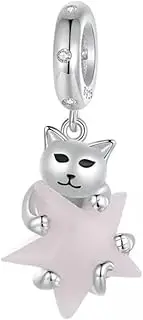 [Generic] Luminous Cat Dangle Charm Star Glow In The Dark Animal Pet Genuine 925 Sterling Silver Compatible With Bracelet