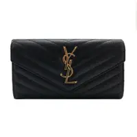 在飛比找蝦皮商城優惠-YSL Monogram V字縫線魚子醬牛皮金屬LOGO暗釦