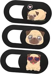 LALAFINA 3Pcs Dog Pattern Webcam Cover Slider Privacy Protection Camera Cover for Laptops Tablets Peeping Hacking Durable Easy Slide Open Close Lightweight