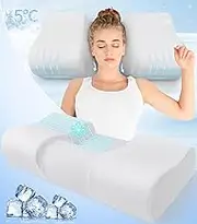 Aupodem Beauty Pillow, Anti Wrinkle Cervical Memory Foam Pillow for Neck Pain Relief, Anti Aging Back Sleep Training Pillow, Wrinkle Prevention Pillow to Keep Head Straight with Cooling Pillowcase