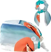 [CWAGFEQZ] Scrub Caps Women,Scrub Hats Suitable for Women,Starfish Sand Beach Slippers