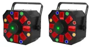 (2) Eliminator Furious Three RG LED DMX Moonflower/Wash/Laser Effect Lights