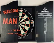 WINMAU PRO SFB Bristle Dart Board Set - Man Cave Cabinet - 6 x Darts