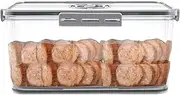 Bread Box Sealing Bread Container with Snap Time Recording Bread Storage Container with Lid Food Grade Plastic Bread Keeper with Air Valve 12.8×6.9×6 Inch Bread Loaf Keeper for Bun Bagel Sandwich