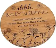 HOLIDYOYO Sleeping Portrait Hanging Tag Wooden Baby Room Door Sign for Home Decor