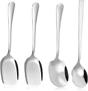 HOMOBABE 1 Set Large Stainless Steel Serving Spoon Rice Spatulas Soup Spoon Extended Handle for Easy Serving for Buffets and Easy to Clean