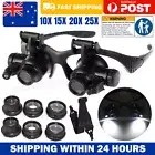 Magnifying Glass Loupe Headband Headset Head Light Jeweler Magnifier 2 LED Lamp