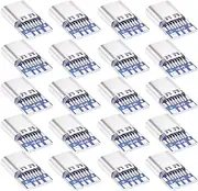 tunghey 20Pack USB 3.1 Type C Connector 24 Pins Female Plug Socket Receptacle Adapter to Solder Wire & Cable 24P PCB Board Support Module (Female)