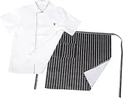 [Luxshiny] Chef Cooking Apron Cooking Protector Cooking Aprons Kitchen Short Sleeved Uniform Restaurant Supply Comfortable Chef Coat Hotel Chef Coat Cooking Essentials White Cloth
