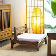 Generic Wood Japanese Zaisu Floor Tatami Chair with Back Support Great for Reading Games Meditating Balcony Home Living Room Furniture (Brown Finish)