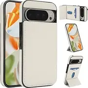 for Google Pixel 9 Pro and Pixel 9 Wallet Case 6.3" 2024 with Magnetic Closure Hidden Card Slot Pocket and Stand Function, PU Leather Shell Cover, Slim Lightweight Protective Cute Case, Beige