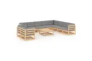 11 Piece Garden Lounge Set with Cushions Solid Pinewood vidaXL