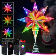 Smart Christmas Star Tree Topper, 15.5" Holographic 3D Star Treetop App Progr...