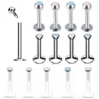 6pc Mixed Opalite Labret Lip Monroe 6mm-12mm Bar Ring Tragus Ear Stud Piercing