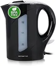 Emerio Kettle, 1.0 Litre, 900 Watt, Water Level Indicator, BPA-Free, Boil Dry Protection, Illuminated On/Off Switch, Ideal for Home, Camping or Office, WK-121616.1, Black
