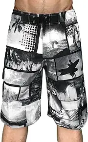 [Generic] Mens Fashion Leisure and Fitness Sports Plus Size Five Surf Quick Drying Beach Pants Shorts L Mens Board Shorts