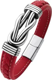 Pulsera de cuero trenzado negro para hombre