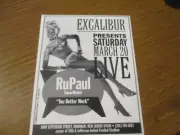 Vintage ad EXCALIBUR gay RuPaul show Hoboken, NJ March 20