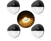4PCS Solar Fence Lights Outdoor - Solar Deck Lights,IP65 Waterproof LED Lighting Auto ON/Off Garden Decorative Lights for Post Yard, Path, Patio, Fenc