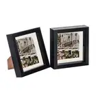 2x 6 x 6 3D Box Frame Photo Picture Deep Display Shadow 4 x 4 Mount Black/Ivory