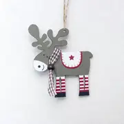 Wooden Moose Christmas Hanging Ornament - Grey