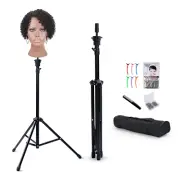Reinforced Wig Stand Tripod Mannequin Head Stand, Adjustable Holder for Cosmetol