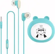 Geekria Kids Wired Earbuds with Mic for School and Online Class, Children's 3.5mm Jack in-Ear Earphone with 85dB Volume Limit for Small Ears, Storage Case Included (Blue)