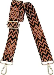 [uxcell] Purse Straps Replacement Crossbody, 1.5 Inch Wide Shoulder Bag Strap Adjustable Canvas Straps for Handbag Wallet Clutch Bags with Light Gold Buckle, Orange Geometrical