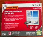Frost King Indoor Window Insulation Shrink Kit 62 in x 42 in 3pk Clear NIB