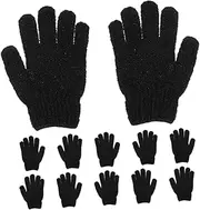 [COMPUKAS] 6 Pairs Exfoliating Mitts Deep Exfoliation Glove for Scrub Powerful Dead Skin Scrubber Washable Reusable Exfoliation Mitts for Smooth Skin Black