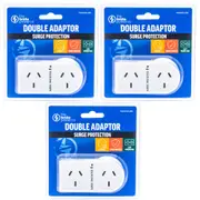 3PK The Brute Power Co Flat Left Double Plug Surge Protector Socket Adaptor